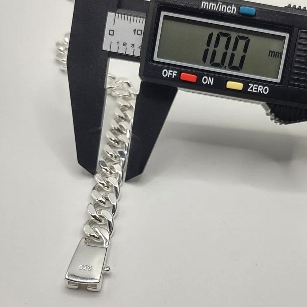 925 Silver Bracelet Miami Cuban Style Thick 10mm. Valentines Birthday Gift NEW!